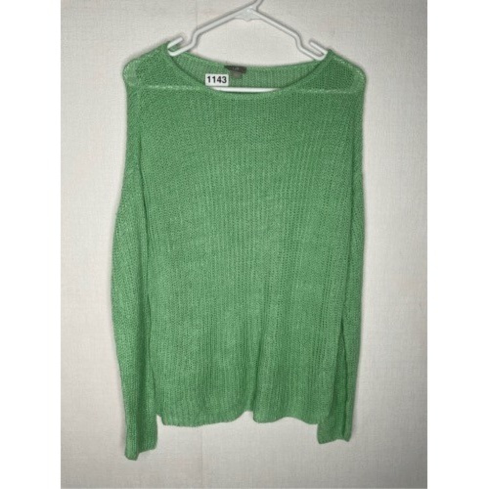 J. Jill Green Long Sleeve Lagenlook V-Neck Sweater Women‎ L China Linen/Rayon